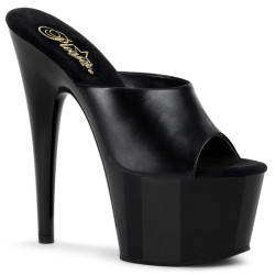 Pleaser ADORE-701 Black Leather High Heeled Mules