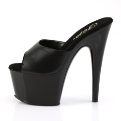 Pleaser ADORE-701 Black Leather High Heeled Mules