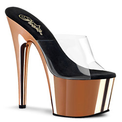 Pleaser ADORE-701 Transparent Rose Gold Chrome Mules