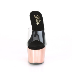 Pleaser ADORE-701 Transparent Rose Gold Chrome Mules