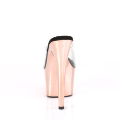 Pleaser ADORE-701 Transparent Rose Gold Chrome Mules