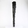 Pleaser CRAZE-3028 Black Buckle Heelless Overknee Boots