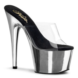 Pleaser ADORE-701 Transparent Silver High Heeled Mules
