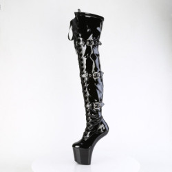 Pleaser CRAZE-3028 Black Buckle Heelless Overknee Boots
