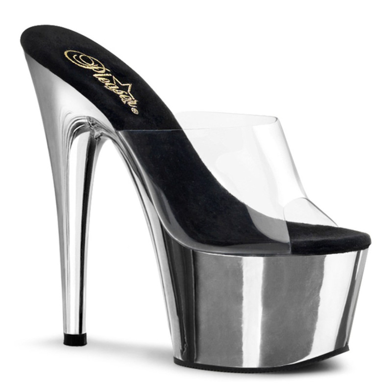 Pleaser ADORE-701 Transparent Silver High Heeled Mules Pleaser ADORE-701 Transparent Silver High Heeled Mules