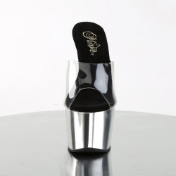 Pleaser ADORE-701 Transparent Silver High Heeled Mules