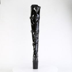 Pleaser CRAZE-3028 Black Buckle Heelless Overknee Boots