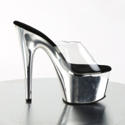 Pleaser ADORE-701 Transparent Silver High Heeled Mules