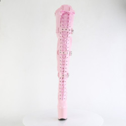 Pleaser CRAZE-3028 Rose Buckle Heelless Overknee Boots