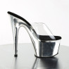 Pleaser ADORE-701 Transparent Silver High Heeled Mules