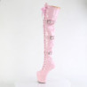 Pleaser CRAZE-3028 Rose Buckle Heelless Overknee Boots