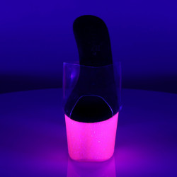 Pleaser ADORE-701UVG Transparent Pink Glitter Mules