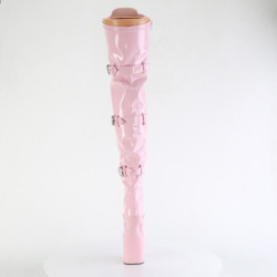 Pleaser CRAZE-3028 Rose Buckle Heelless Overknee Boots