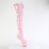 Pleaser CRAZE-3028 Rose Buckle Heelless Overknee Boots