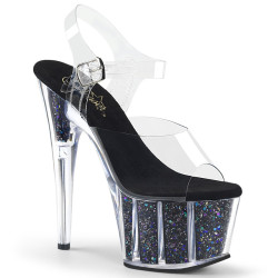 Pleaser ADORE-708CG Black Glitter Platform High Heels