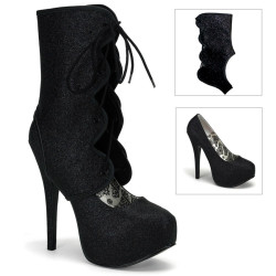 Bordello TEEZE-31G Black Glitter Sale Women