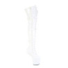 Pleaser CRAZE-3028 White Buckle Heelless Overknee Boots