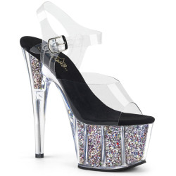 Pleaser ADORE-708CG Silver Glitter Platform High Heels