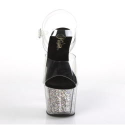 Pleaser ADORE-708CG Silver Glitter Platform High Heels
