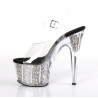 Pleaser ADORE-708CG Silver Glitter Platform High Heels