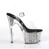 Pleaser ADORE-708CG Silver Glitter Platform High Heels