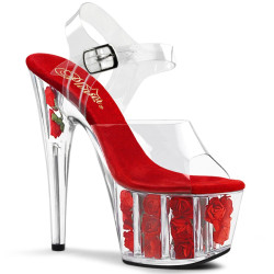 Pleaser ADORE-708FL Red Flowers Platform High Heels