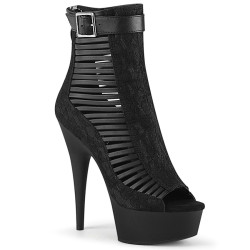 Pleaser DELIGHT-600-27LC Black Vegan Leather Fabric