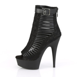 Pleaser DELIGHT-600-27LC Black Vegan Leather Fabric
