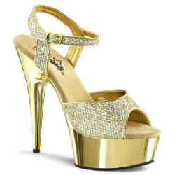 Pleaser DELIGHT-609G Gold Glitter Platform High Heels