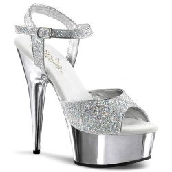 Pleaser DELIGHT-609G Silver Glitter Platform High Heels