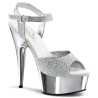 Pleaser DELIGHT-609G Silver Glitter Platform High Heels