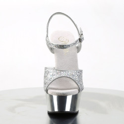 Pleaser DELIGHT-609G Silver Glitter Platform High Heels