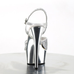 Pleaser DELIGHT-609G Silver Glitter Platform High Heels