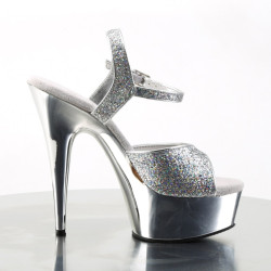 Pleaser DELIGHT-609G Silver Glitter Platform High Heels
