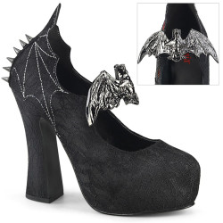 Demonia DEMON-18 Black Satin Chunky Platform Pumps