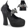 Demonia DEMON-18 Black Satin Chunky Platform Pumps