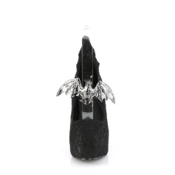 Demonia DEMON-18 Black Satin Chunky Platform Pumps