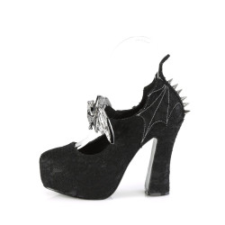 Demonia DEMON-18 Black Satin Chunky Platform Pumps