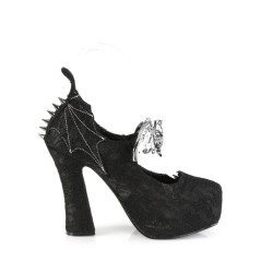 Demonia DEMON-18 Black Satin Chunky Platform Pumps