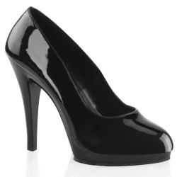 Pleaser Pink Label FLAIR-480 Black Heeled Platform Pumps