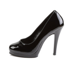 Pleaser Pink Label FLAIR-480 Black Heeled Platform Pumps