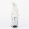 Pleaser FLAMINGO-801G Transparent Silver Glitter Mules