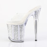 Pleaser FLAMINGO-801G Transparent Silver Glitter Mules