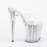 Pleaser FLAMINGO-801G Transparent Silver Glitter Mules