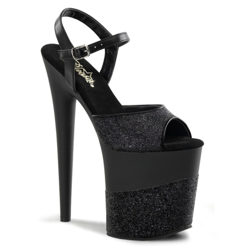 Pleaser FLAMINGO-809-2G Black Glitter Pole Dance Shoes Pleaser FLAMINGO-809-2G Black Glitter Pole Dance Shoes