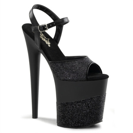 Pleaser FLAMINGO-809-2G Black Glitter Pole Dance Shoes