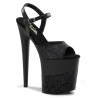 Pleaser FLAMINGO-809-2G Black Glitter Pole Dance Shoes