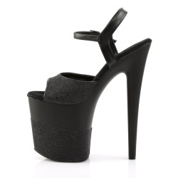Pleaser FLAMINGO-809-2G Black Glitter Pole Dance Shoes