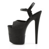 Pleaser FLAMINGO-809-2G Black Glitter Pole Dance Shoes