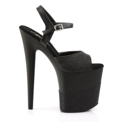 Pleaser FLAMINGO-809-2G Black Glitter Pole Dance Shoes